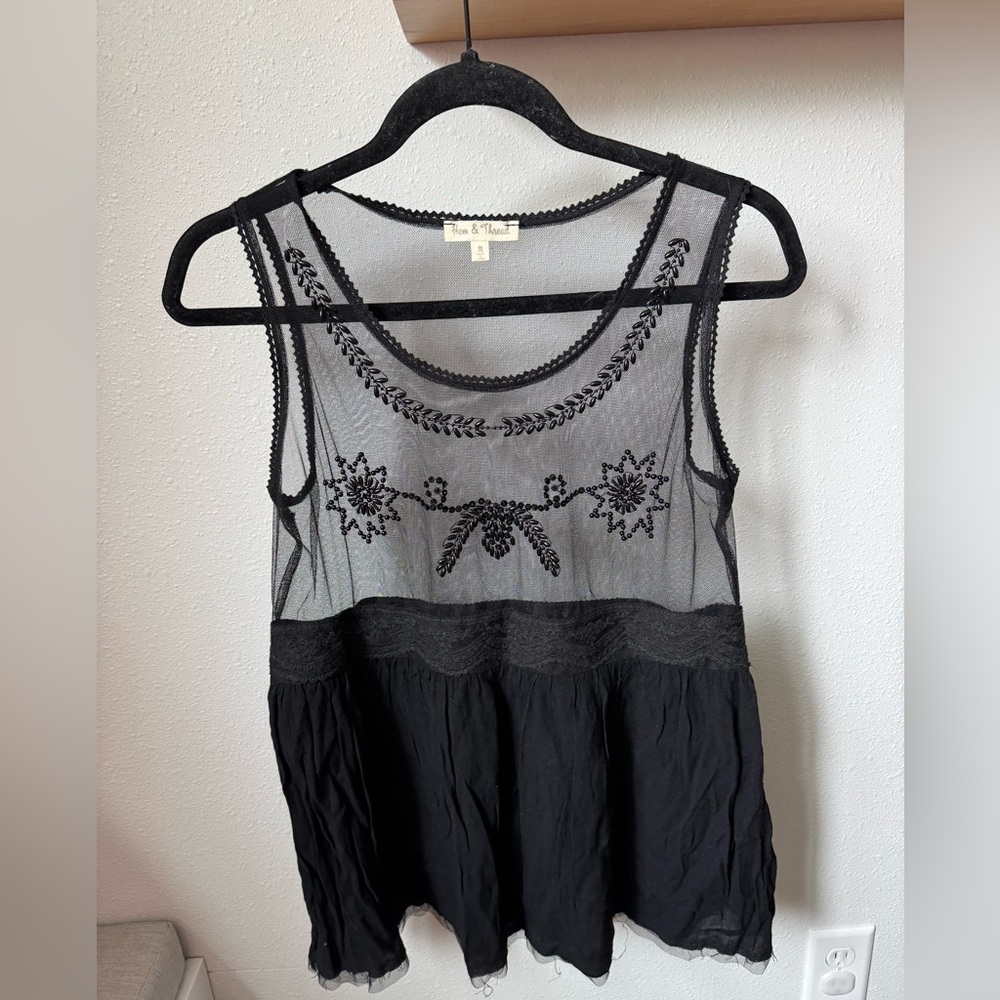 Hem & Thread Black Embellished Blouse
